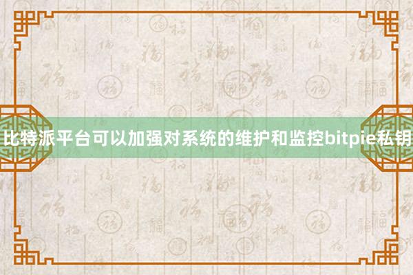 比特派平台可以加强对系统的维护和监控bitpie私钥