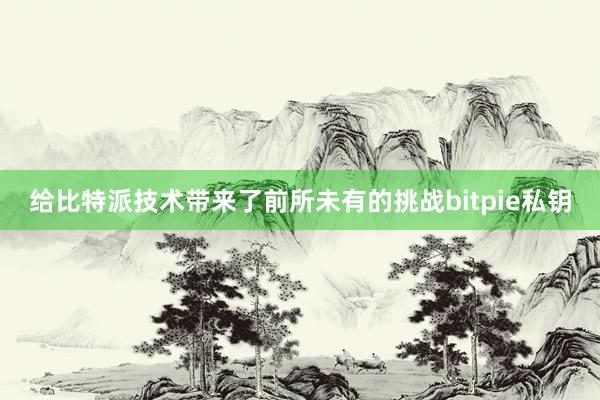 给比特派技术带来了前所未有的挑战bitpie私钥