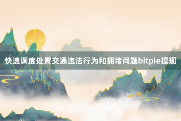 快速调度处置交通违法行为和拥堵问题bitpie提现