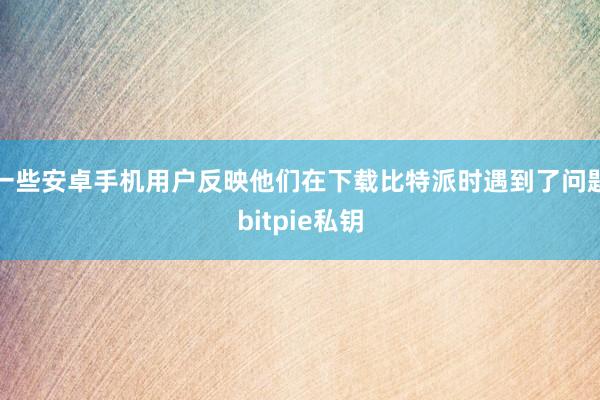 一些安卓手机用户反映他们在下载比特派时遇到了问题bitpie私钥