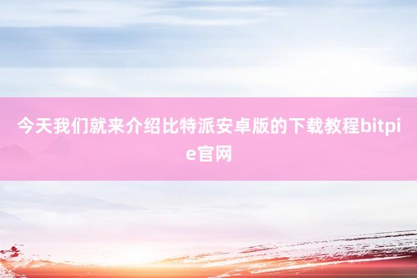 今天我们就来介绍比特派安卓版的下载教程bitpie官网