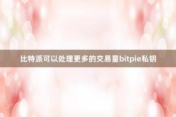 比特派可以处理更多的交易量bitpie私钥