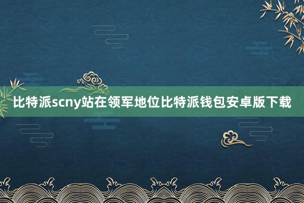 比特派scny站在领军地位比特派钱包安卓版下载