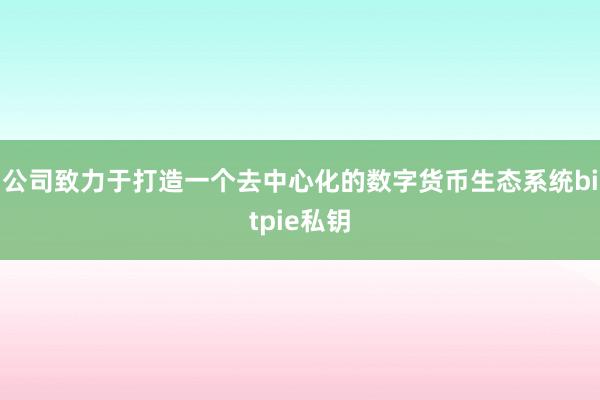 公司致力于打造一个去中心化的数字货币生态系统bitpie私钥