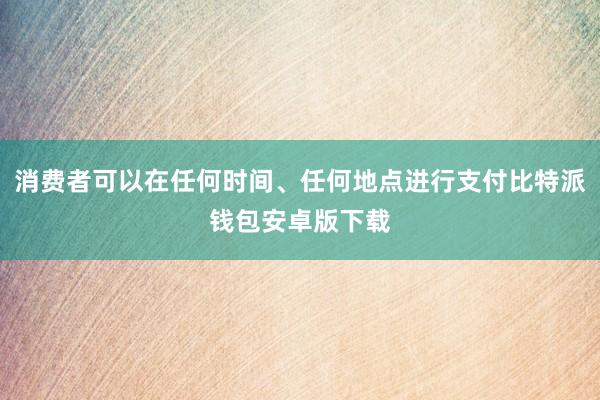 消费者可以在任何时间、任何地点进行支付比特派钱包安卓版下载