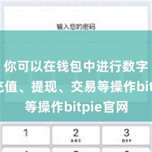 你可以在钱包中进行数字货币的充值、提现、交易等操作bitpie官网