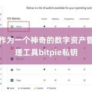 作为一个神奇的数字资产管理工具bitpie私钥